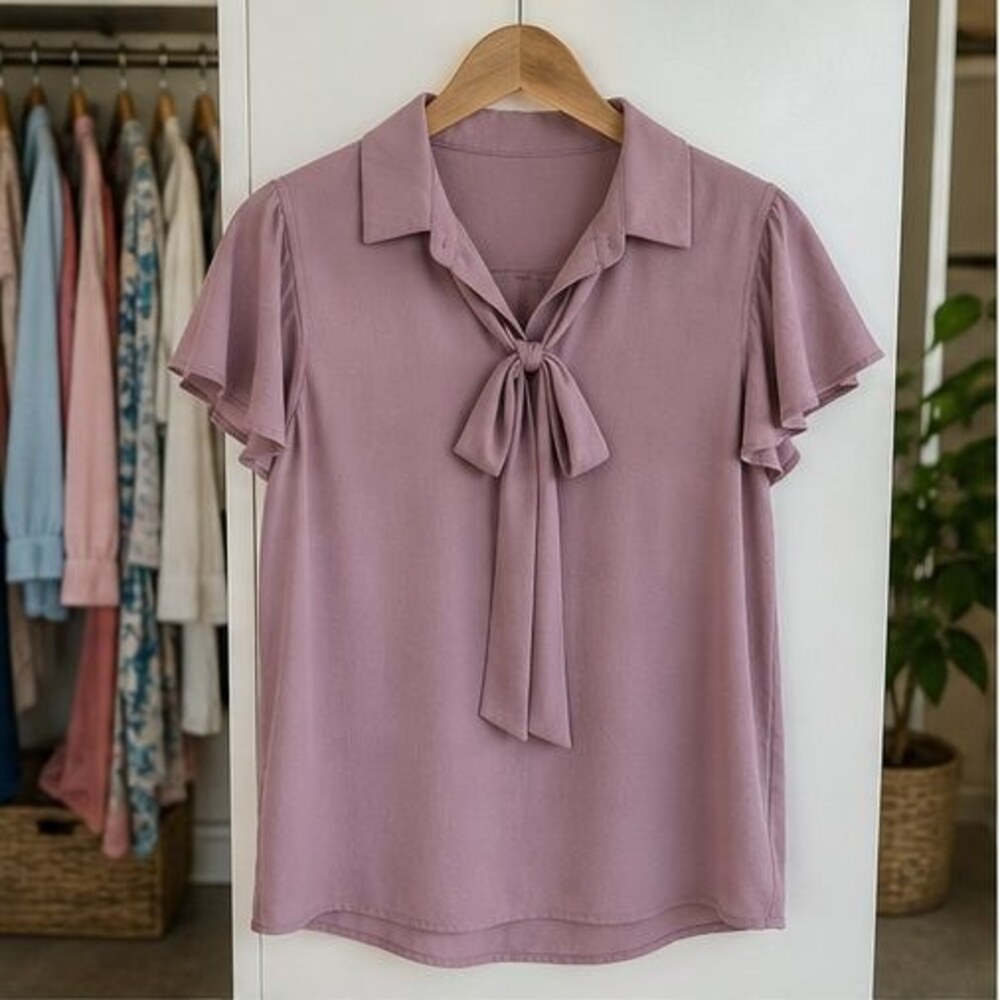 Mauve Pleated Blouse